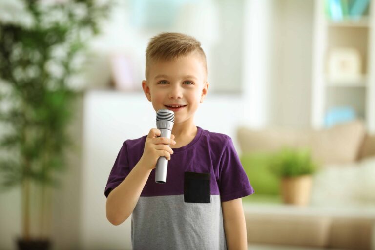 Confident Boy with microphone - Course