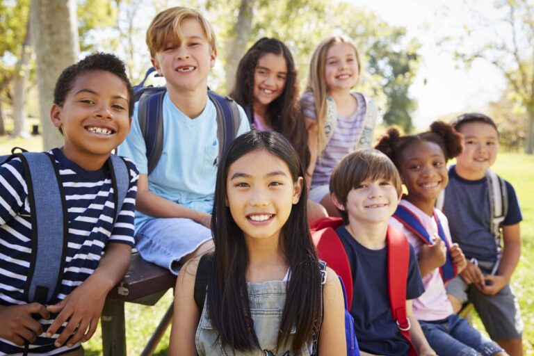 Happy group of school kids